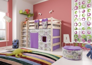 картинка Детская полувысокая кровать Соня с прямой лестницей Вариант 5 от Магазина матрасов Matras96